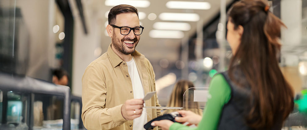 A member using the teller line