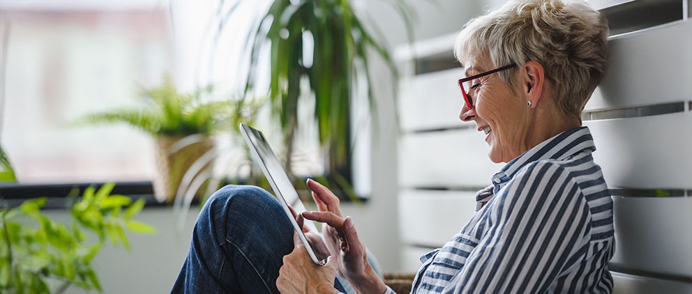 Woman using her tablet