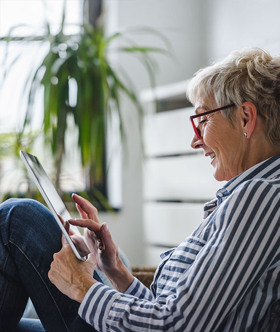 Woman using her tablet